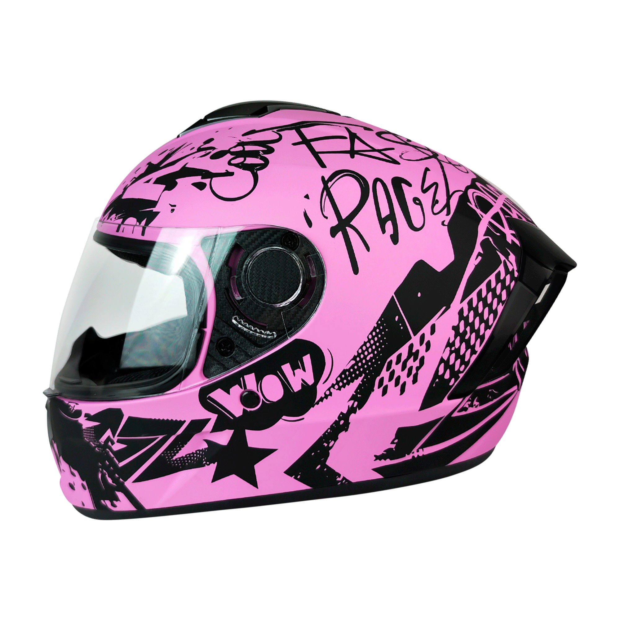 CASCO CERRADO ROSADO/NEGRO MATE GRAFITI DOT WLT111 HS2 V.C. XL – KMMOTOSHN