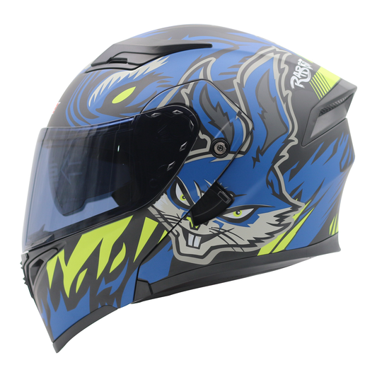 CASCO MODULAR AZUL/NEGRO BAD BUNNY MH90 HS2 D.V. Visera Oscura "L"