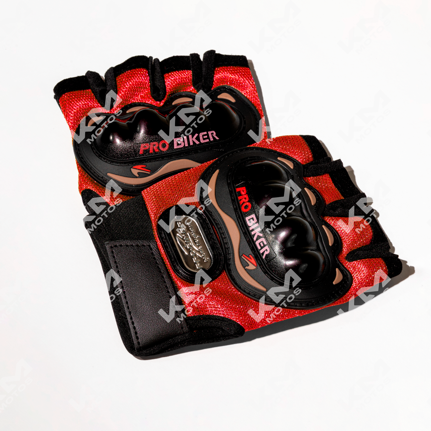 GUANTES CORTOS + PROTECCION PRO BIKERS ROJOS