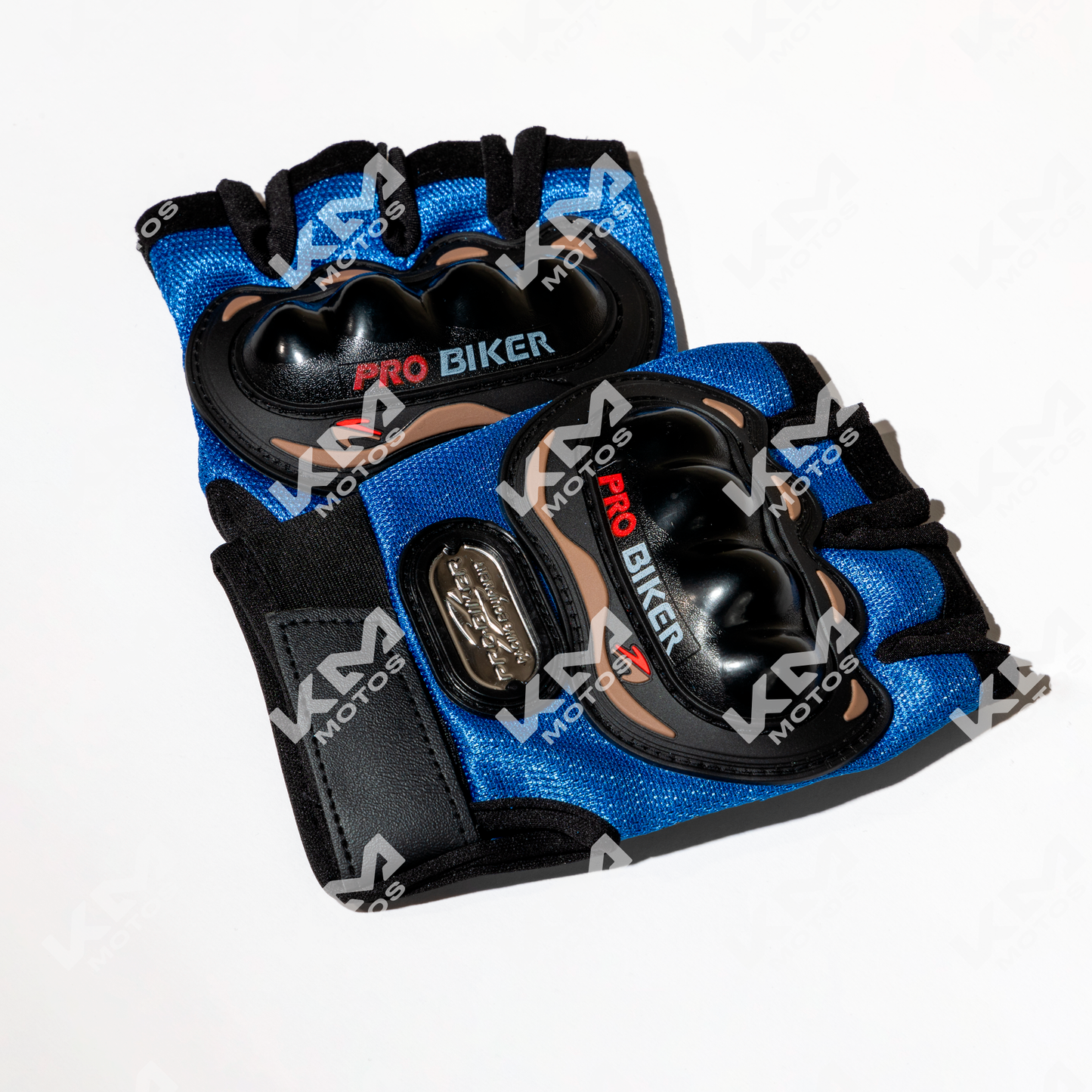 GUANTES CORTOS + PROTECCION PRO BIKERS AZUL