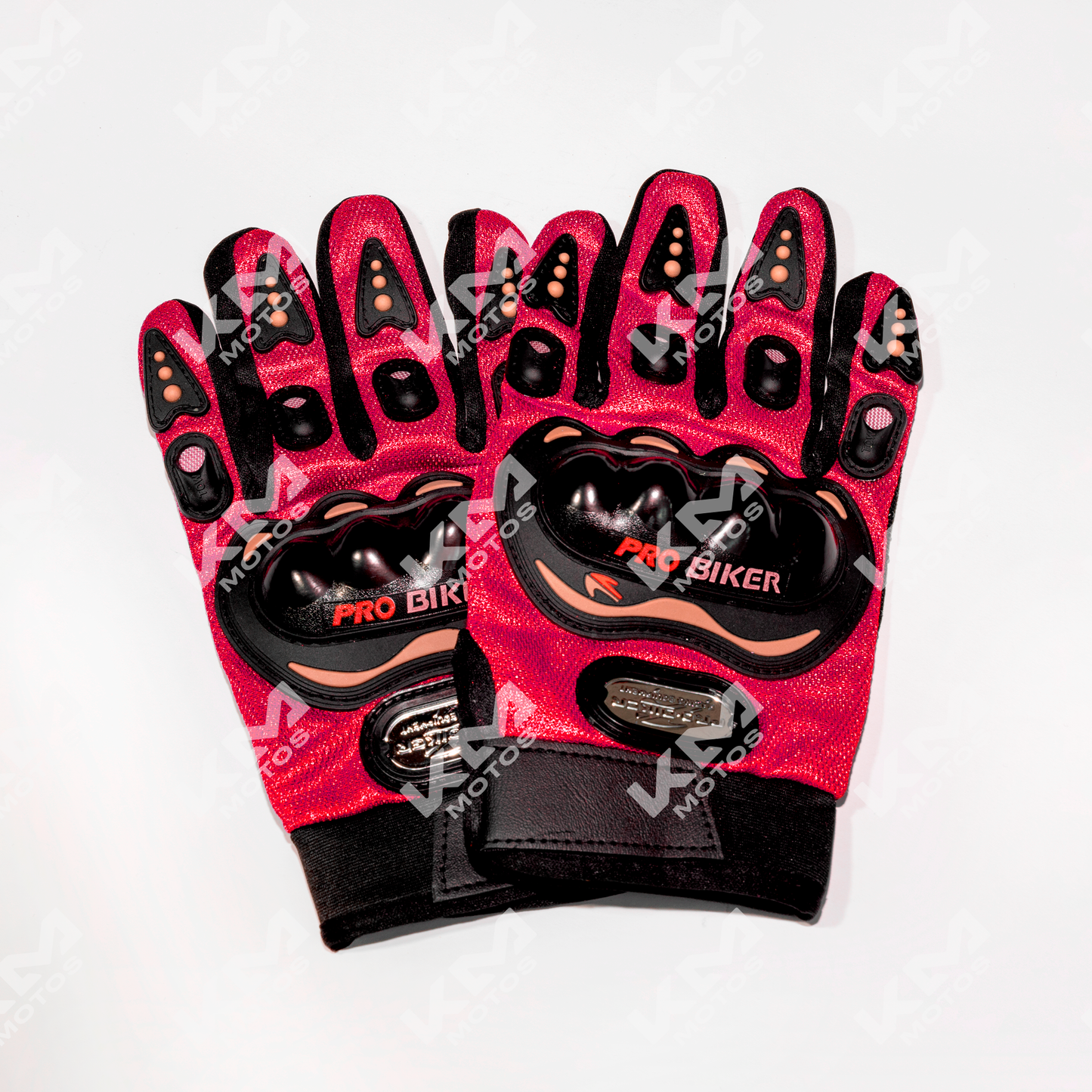 GUANTES LARGOS + PROTECCION PRO BIKERS ROJOS