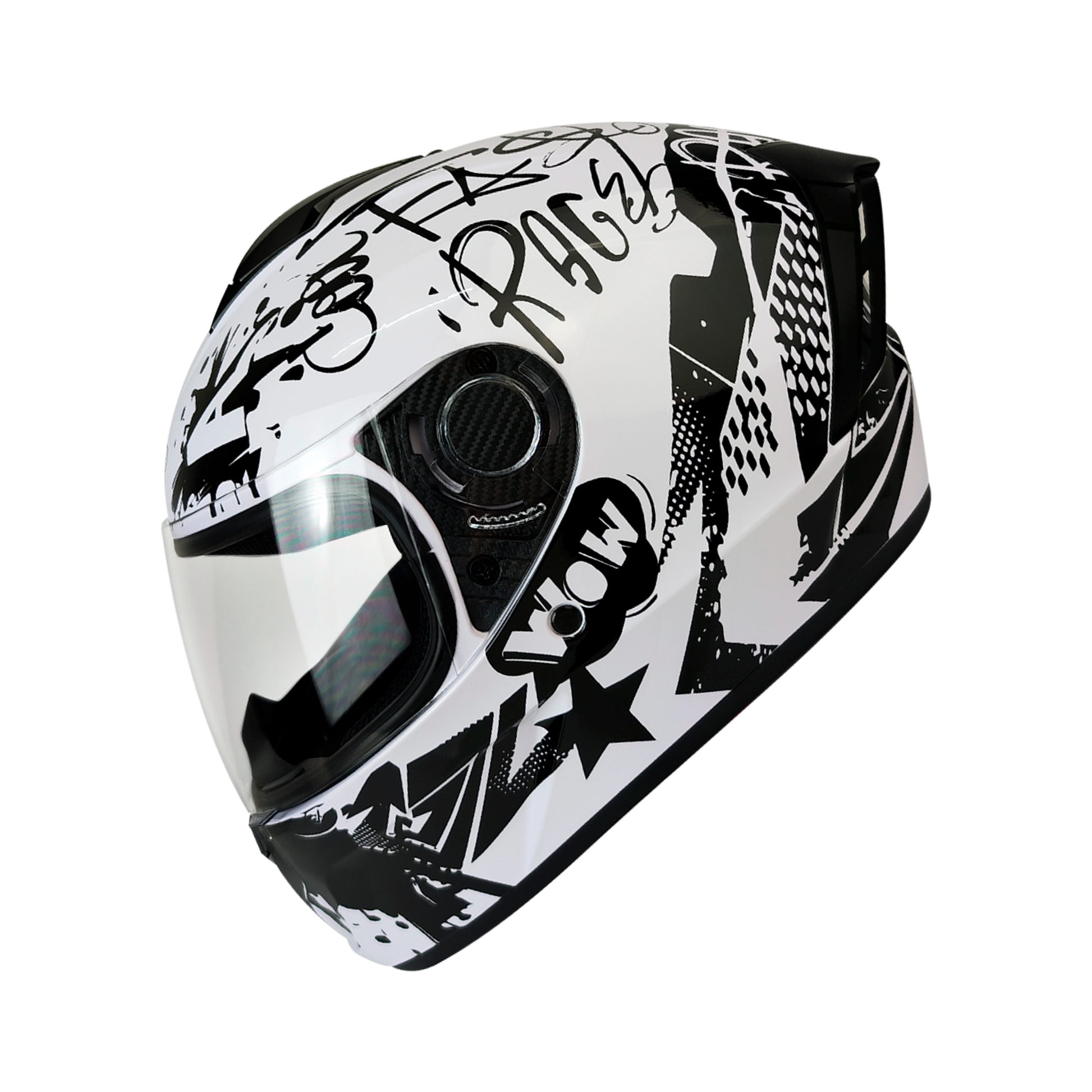 Casco Cerrrado Blanco/Negro Mate Grafito Dot HS2 "XL" - KMMOTOSHN