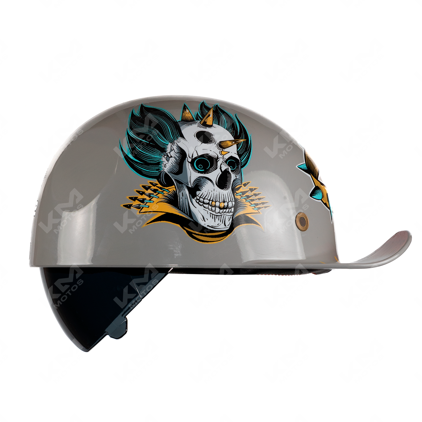 CASCO GORRITA GRIS SKULL (PANDILLERO) + VISERA DOT WLT319 HS2 "XL"