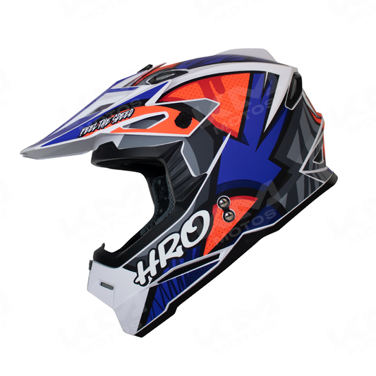 Casco Tipo Cross HRO Blanco/Azul DRIPS MX03 XL - KMMOTOSHN