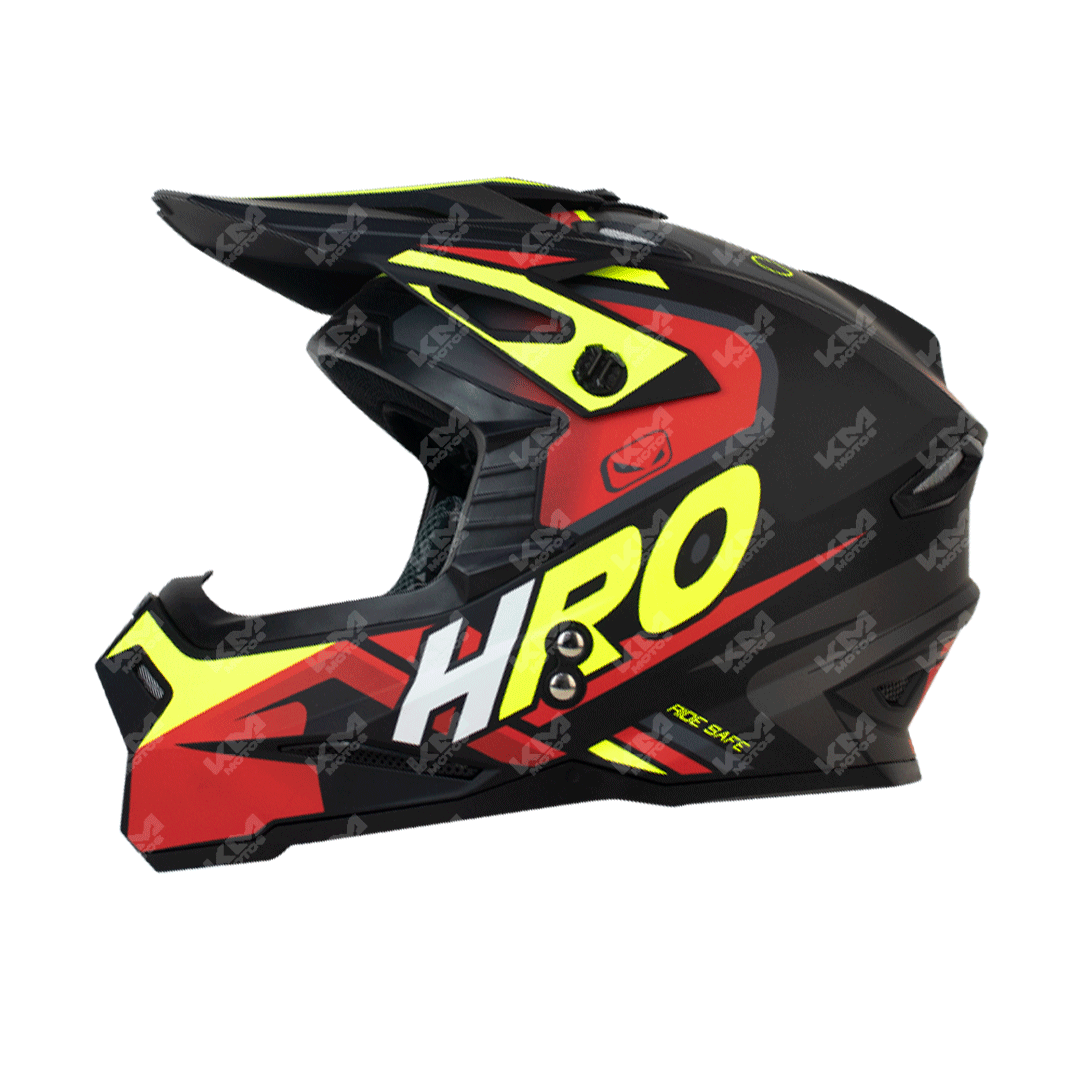 Casco Cross Hro Negro M/Rojo Ecko Hro Mx03 Xl