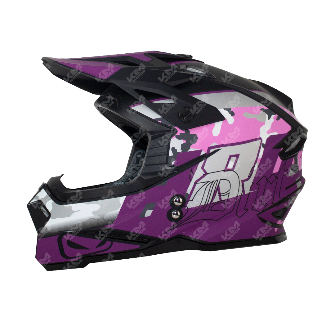 Casco Cross Hro Negro M/Morado Dirt Hro Mx03 L