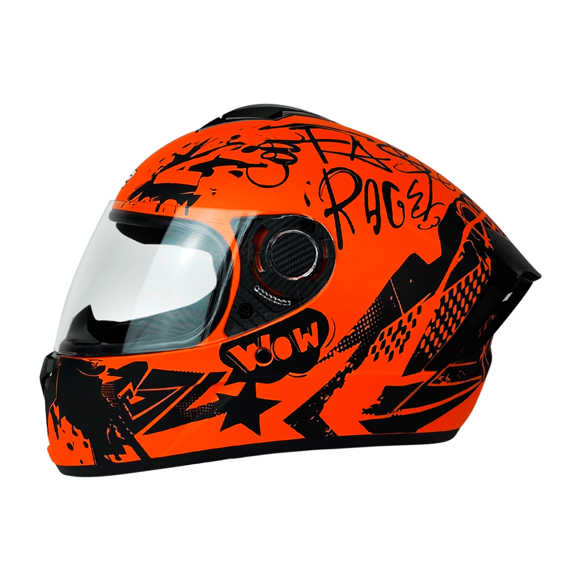 CASCO CERRADO ANARANJADO/NEGRO MATE GRAFITI DOT KMS "XL" - KMMOTOSHN