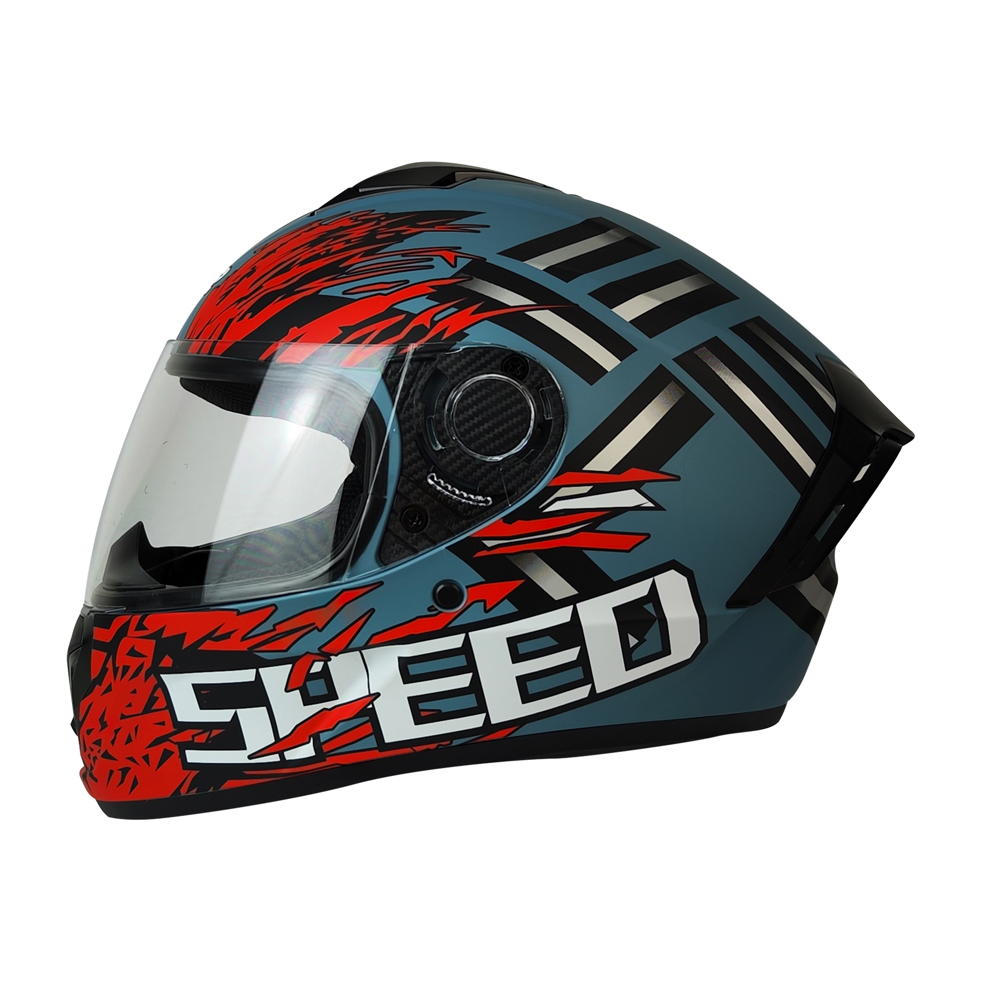 CASCO CERRADO AZUL/GRIS MATE SPEED DOT KMS "M" - KMMOTOSHN