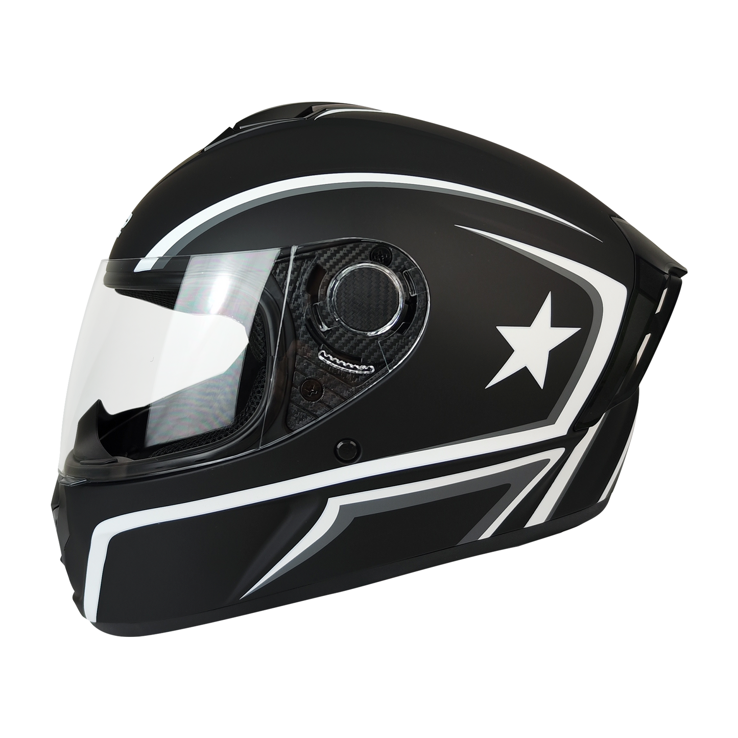 CASCO CERRADO NEGRO/BLANCO MATE STAR DOT KMS "L" - KMMOTOSHN