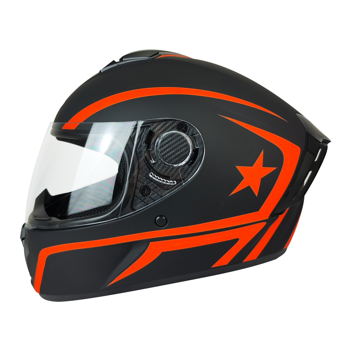 CASCO CERRADO NEGRO/ANARANJADO MATE DOT STAR KMS "XL" - KMMOTOSHN