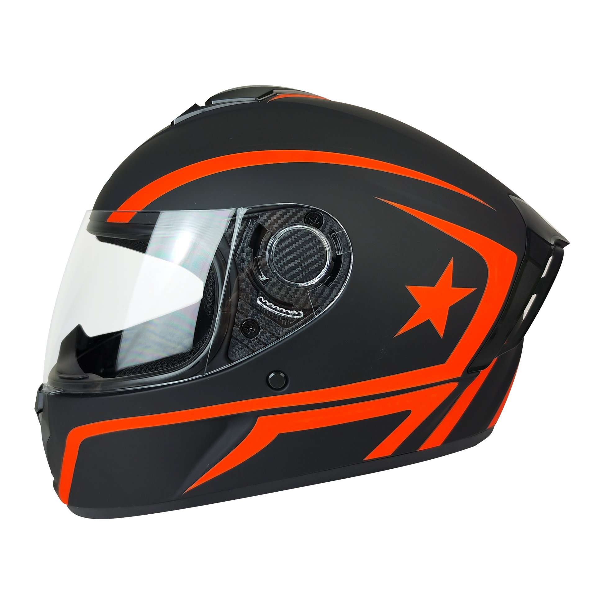 CASCO CERRADO NEGRO/ANARANJADO MATE DOT STAR KMS "XL" - KMMOTOSHN