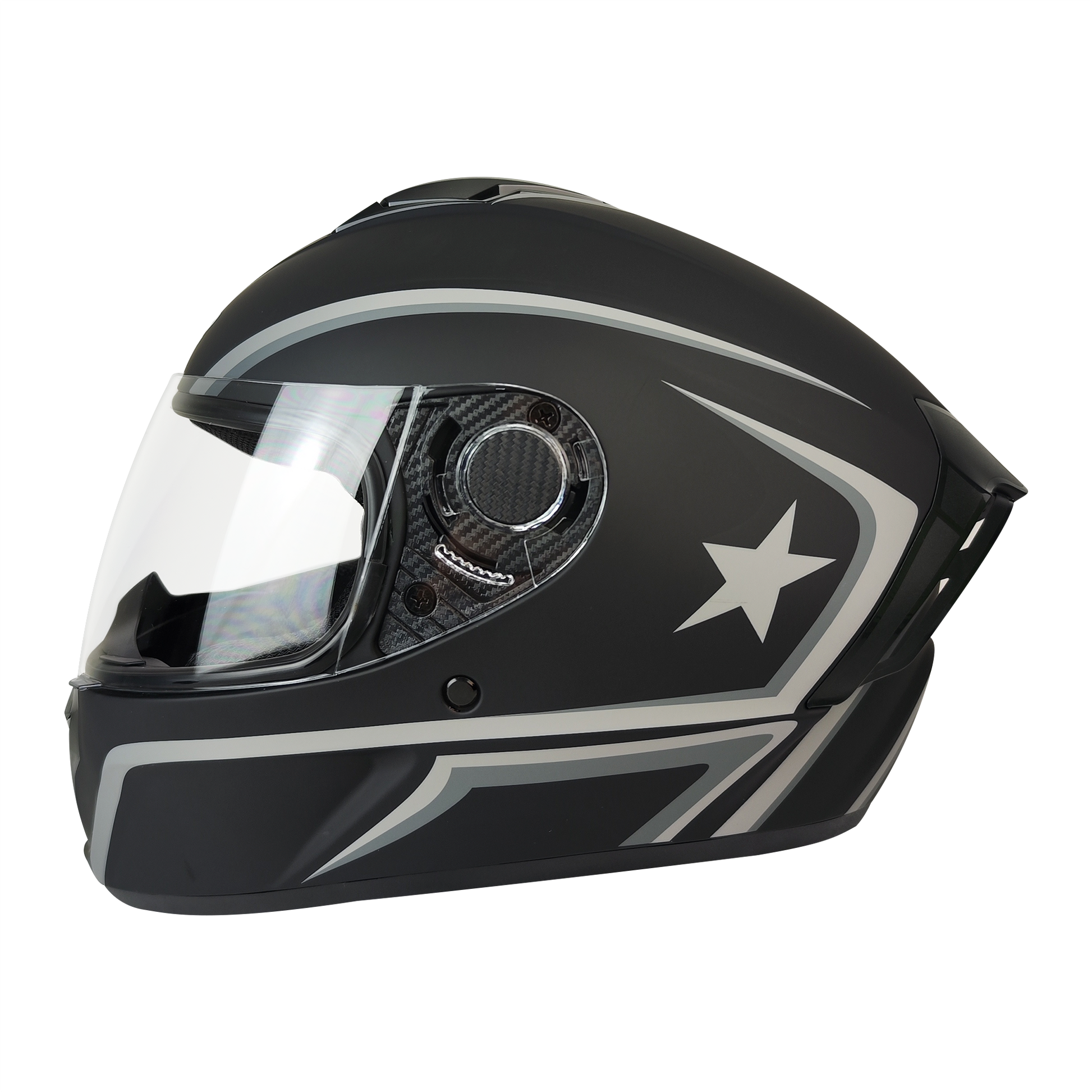 CASCO CERRADO NEGRO/GRIS MATE DOT STAR KMS "L" - KMMOTOSHN