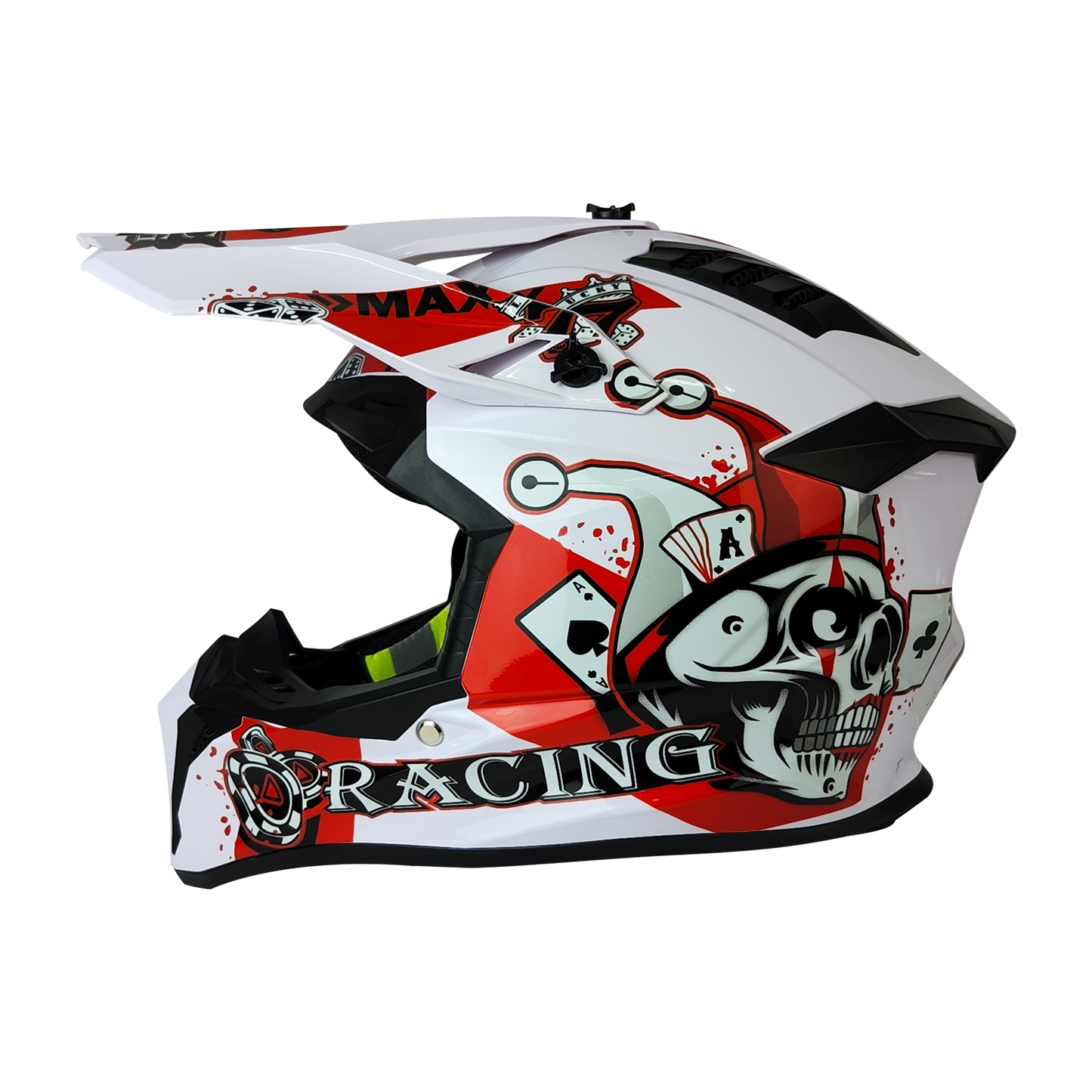 CASCO CROSS BLANCO/ROJO DOT SKULL KMS "M" - KMMOTOSHN