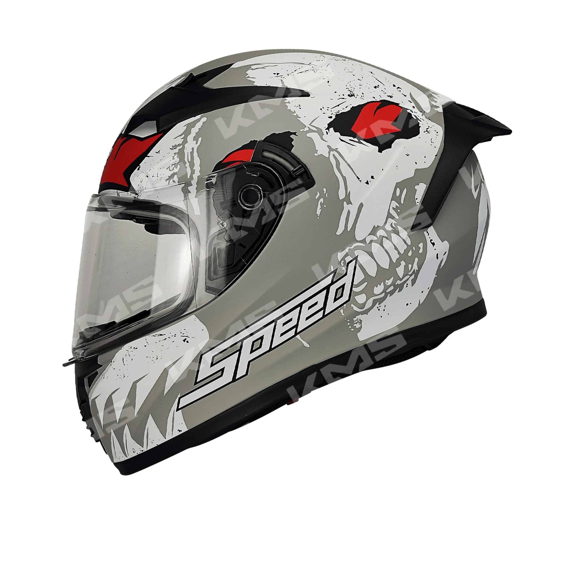 Casco Cerrado Blanco/Gris SKULL Speed WLT108 Dot HS2 KMS "M" - KMMOTOSHN