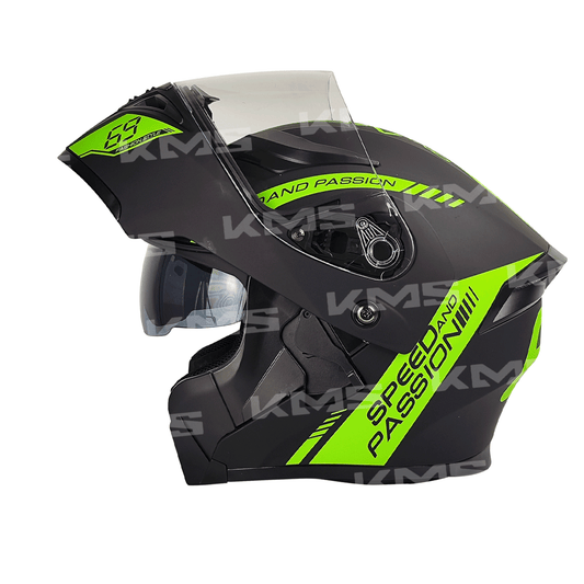 CASCO MODULAR NEGRO/VERDE SPEED WLT169 DOBLE VISERA DOT HS2 KMS "L" - KMMOTOSHN